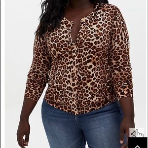 BUTTON FRONT CARDIGAN - COTTON LEOPARD